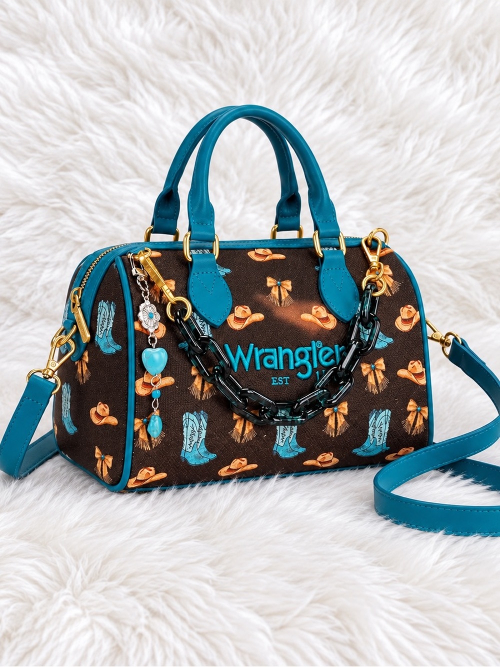 NWT Wrangler Western Print Satchel Handbag – Teal